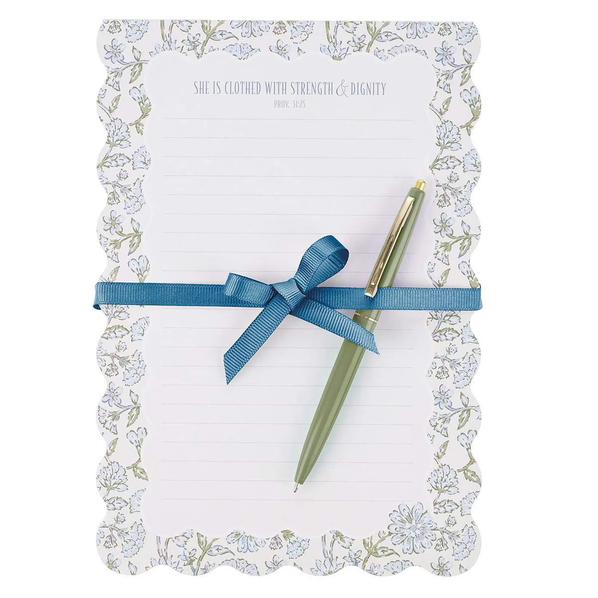 Tear-off Notepad with Pen:  Strength And Dignity Prov. 31:25