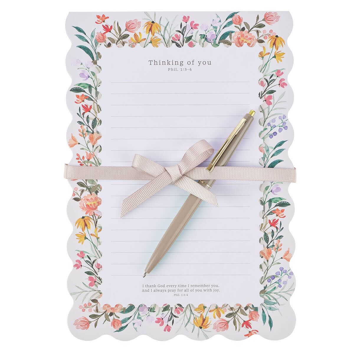 Tear-off Notepad with Pen:  Thinking Of You Phil. 1:3-4