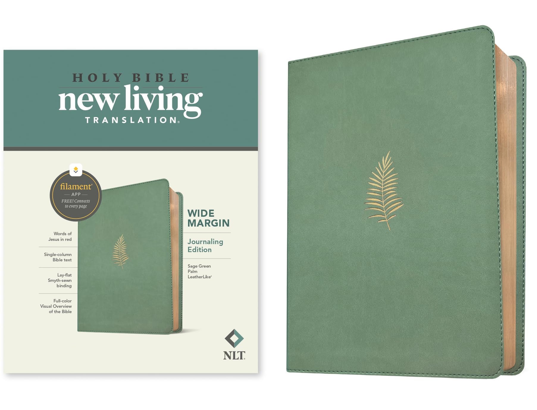 NLT Wide Margin Bible, Sage Green Palm (Red Letter Edition)