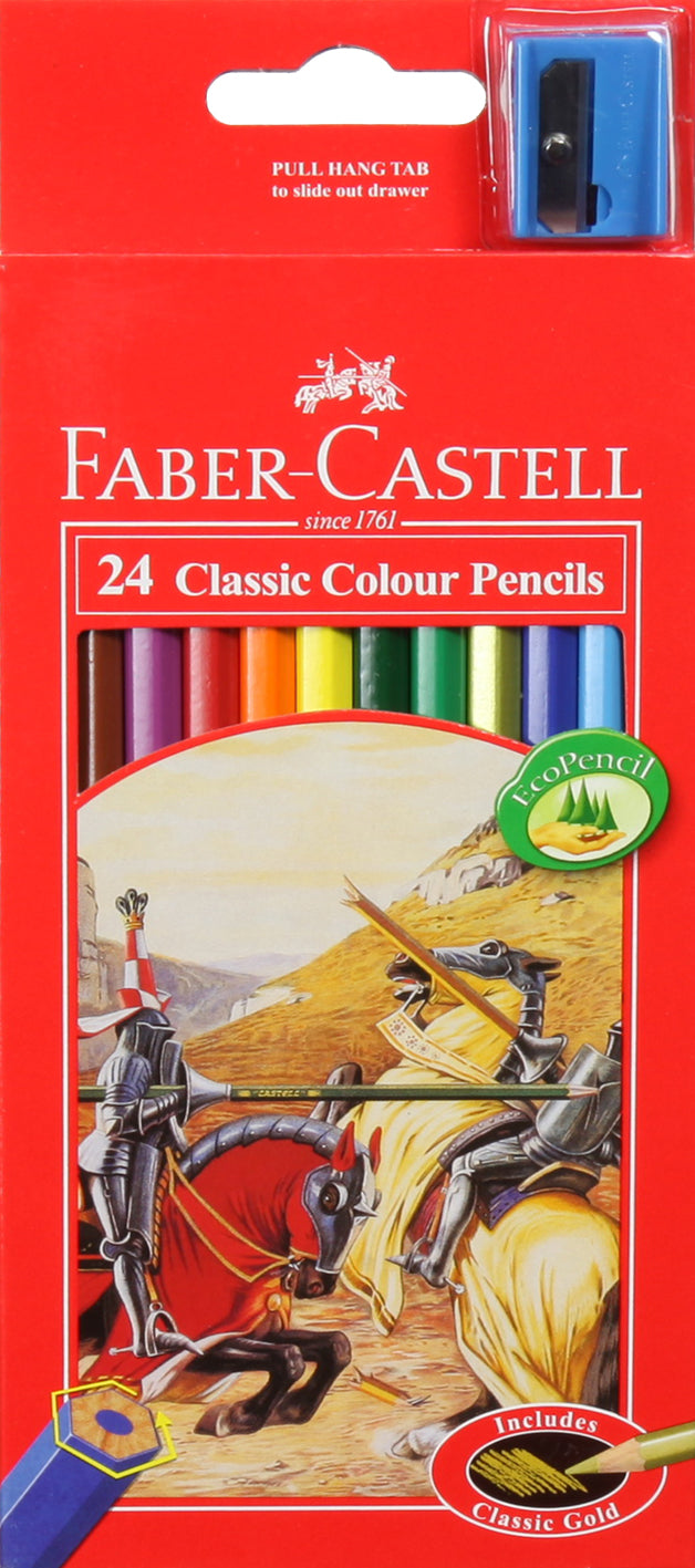 Faber-Castell Classic Colour Pencils Set of 24 + Bonus Sharpener
