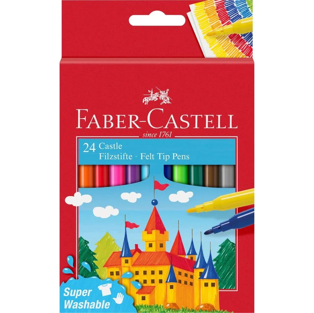 Faber-Castell Felt-Tip Colour Markers (24 pack), super washable