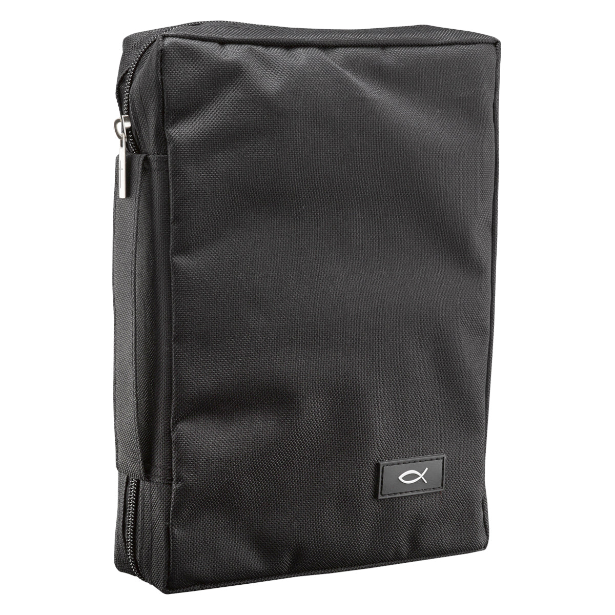 Bible Cover Polyester With Fish Label Black Large