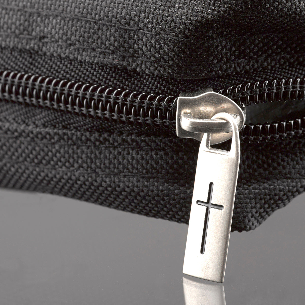Bible Cover Polyester With Fish Label Black Medium