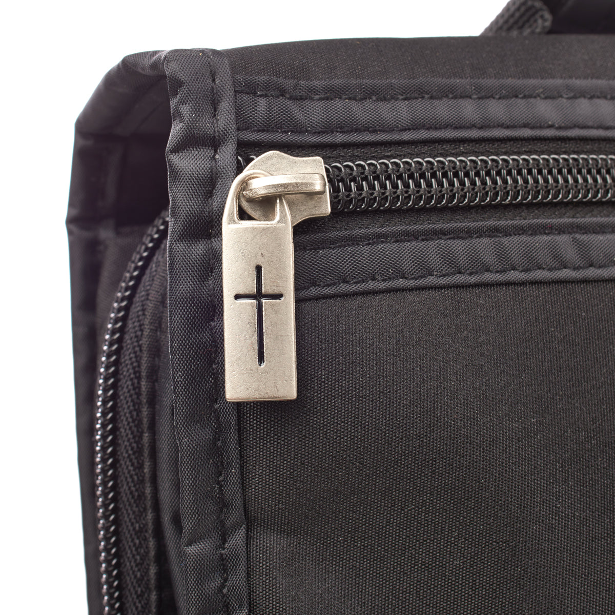 Bible Cover Extra Large Micro-Fiber Tri-Fold Organizer, Metal Fish Badge Black