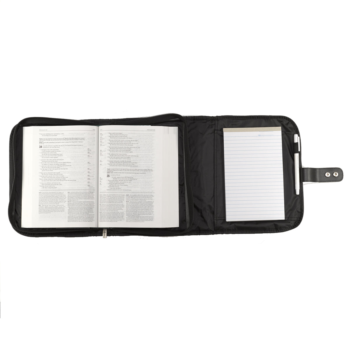 Bible Cover Extra Large Micro-Fiber Tri-Fold Organizer, Metal Fish Badge Black