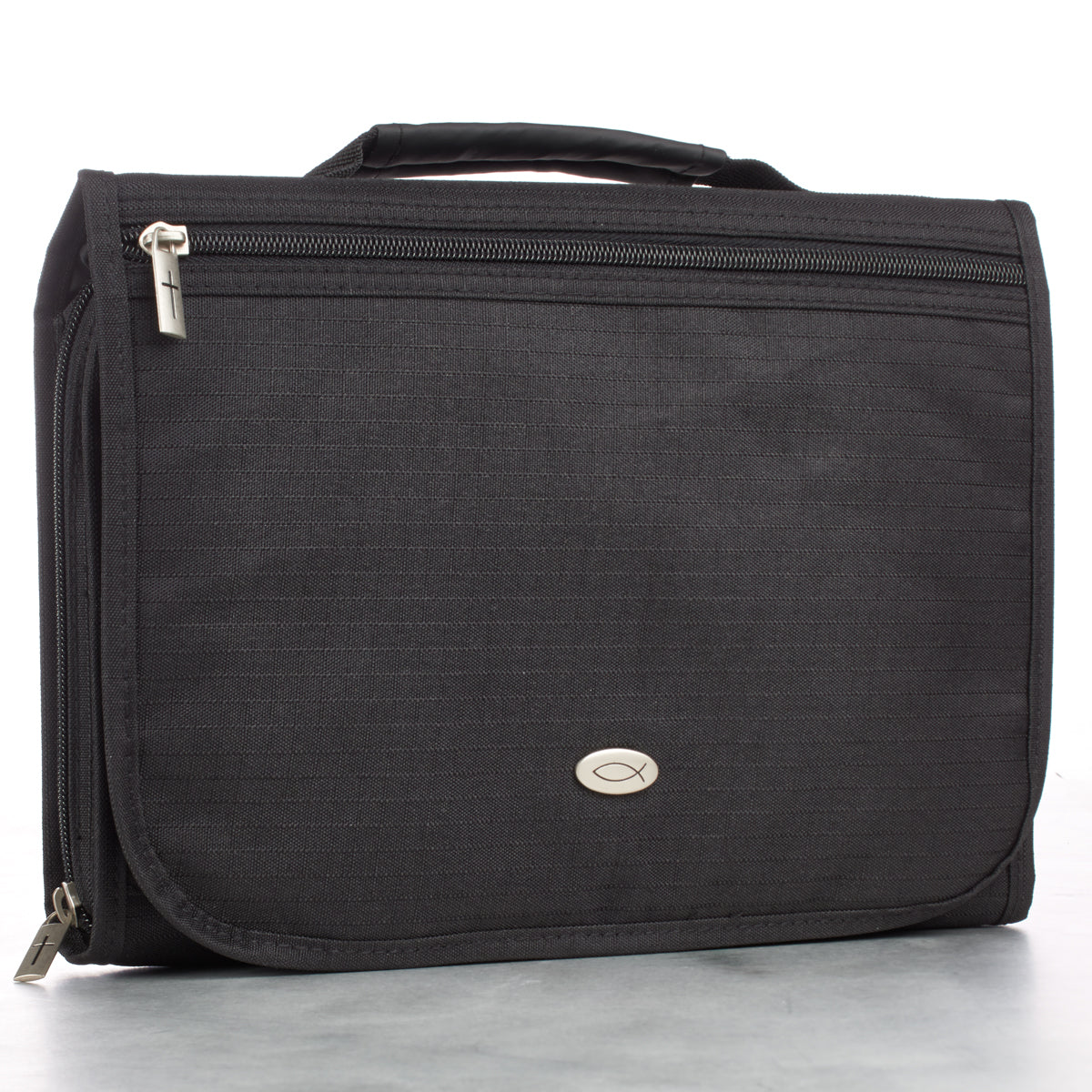 Bible Cover Tri-Fold Organizer Medium Black Polyester