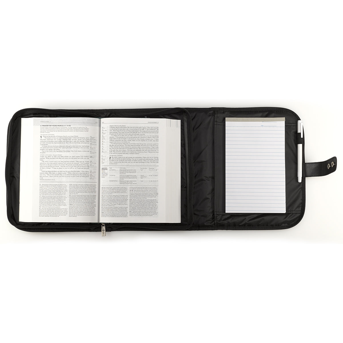 Bible Cover Tri-Fold Organizer Medium Black Polyester