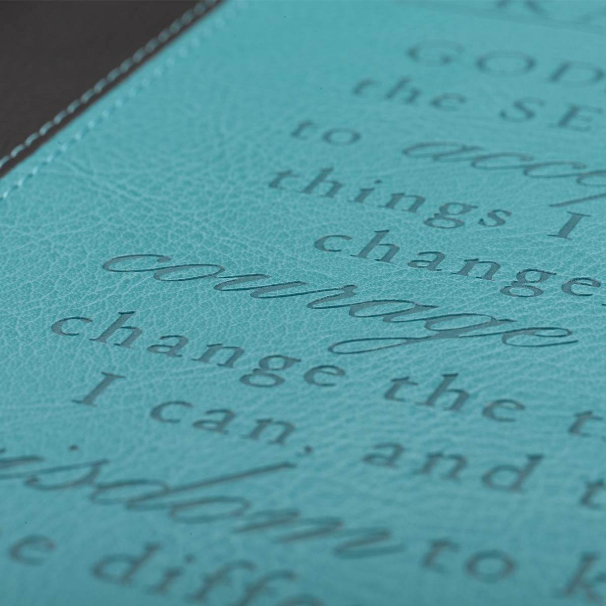 Bible Cover Fashion Medium: Serenity Prayer Two-Tone Bible Cover in Aqua