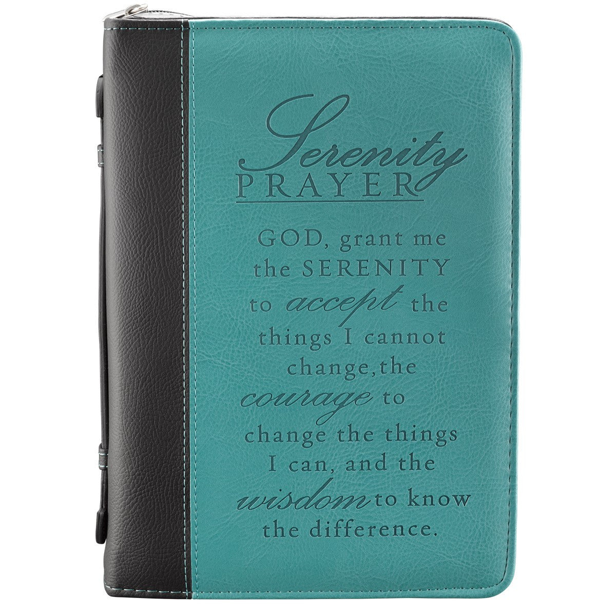 Bible Cover Fashion Large: Serenity Prayer Two-Tone Bible Cover in Aqua