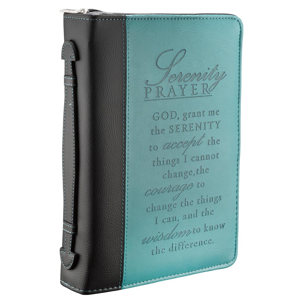 Bible Cover Fashion Large: Serenity Prayer Two-Tone Bible Cover in Aqua