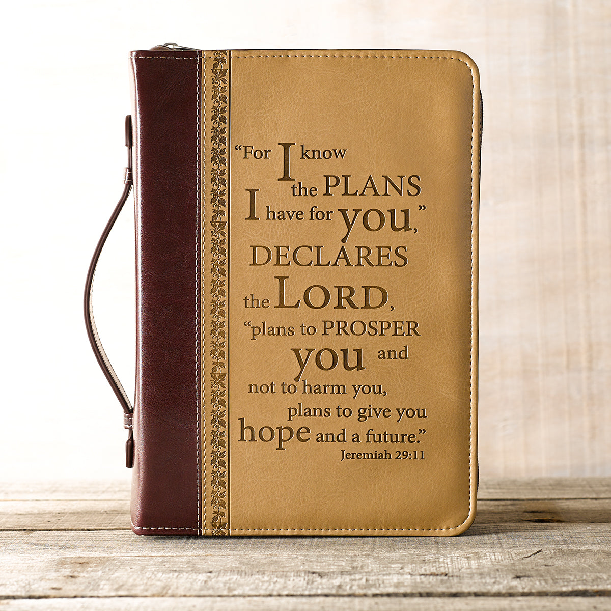 Bible Cover Classic Medium: For I Know the Plans....Burgundy/Sand (Jer 29:11)