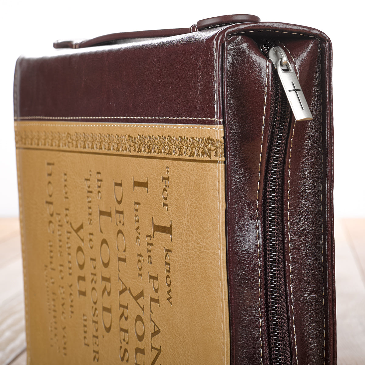 Bible Cover Classic Medium: For I Know the Plans....Burgundy/Sand (Jer 29:11)