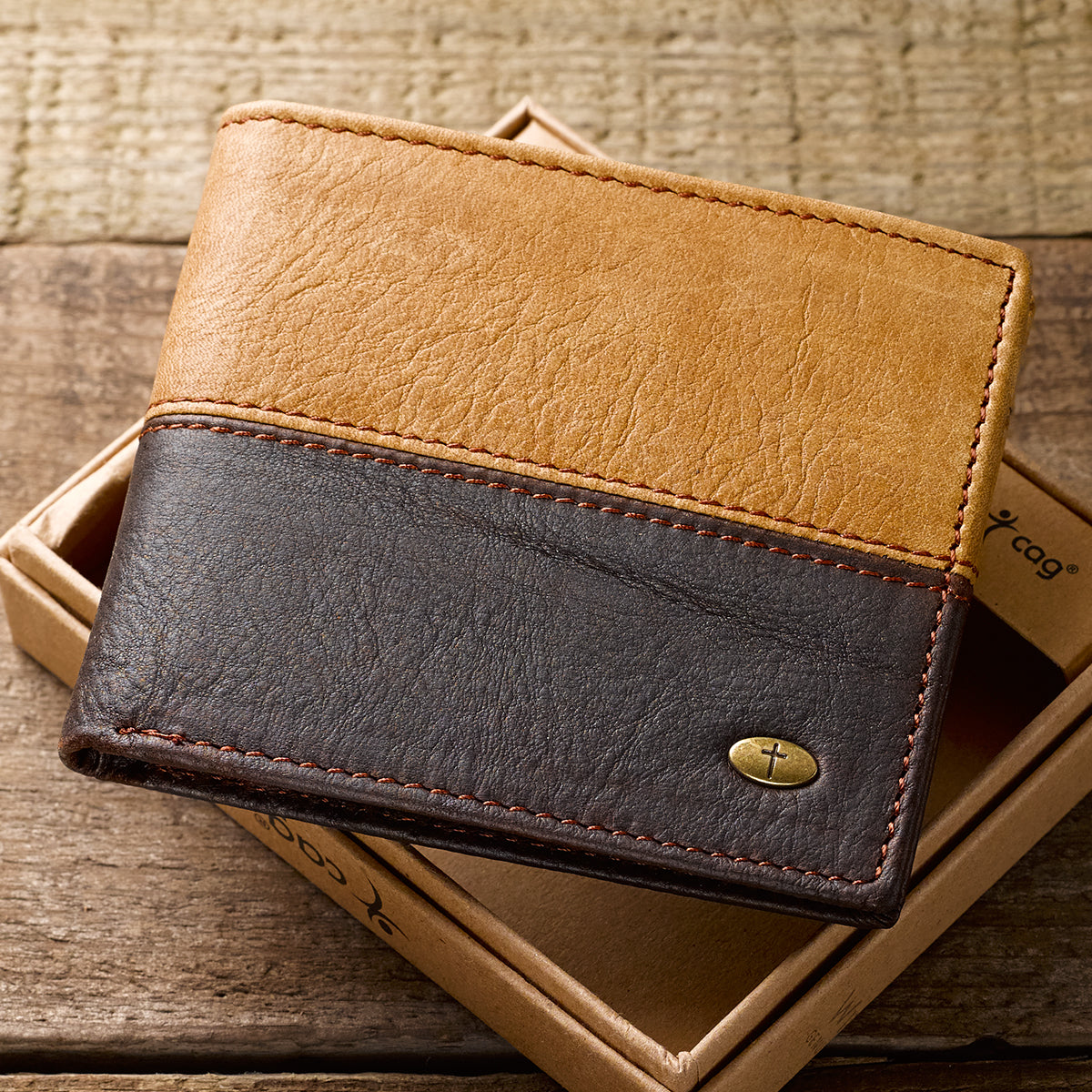 Leather Wallet: Cross, Tan/Brown, Bi-Fold, Zipper Coin Pocket, Rfid-blocking, Gift Boxed
