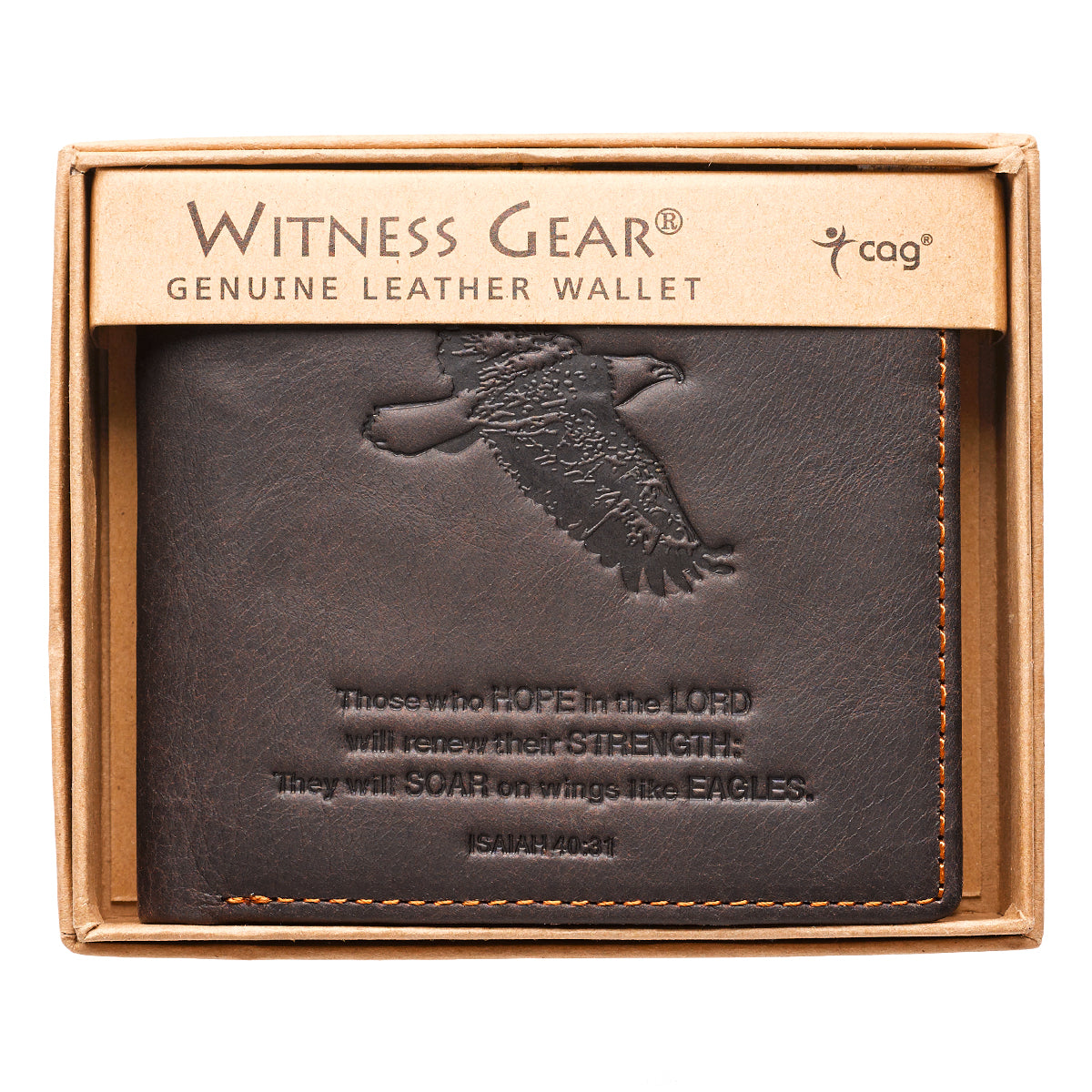 Leather Wallet: Eagle, tan, Bi-Fold, Rfid-blocking, Gift Boxed