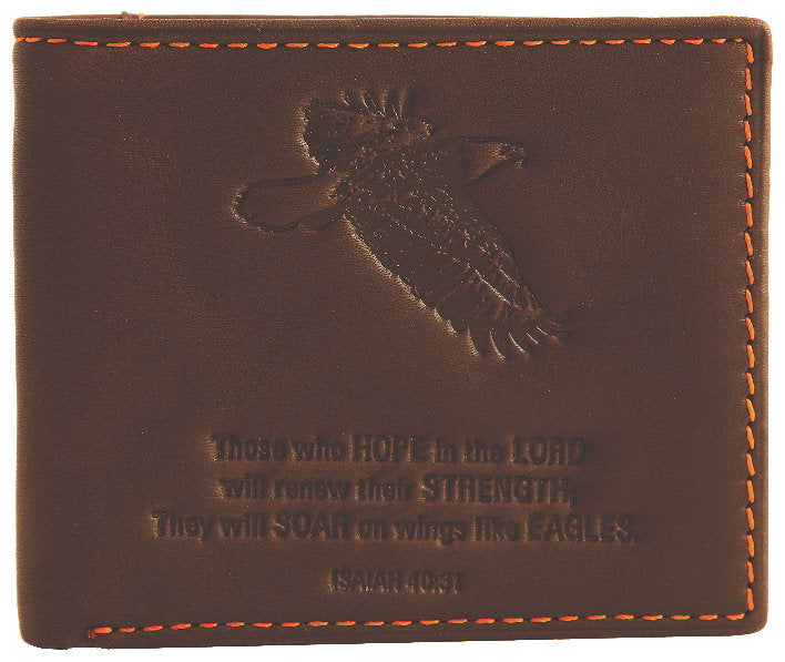 Leather Wallet: Eagle, tan, Bi-Fold, Rfid-blocking, Gift Boxed