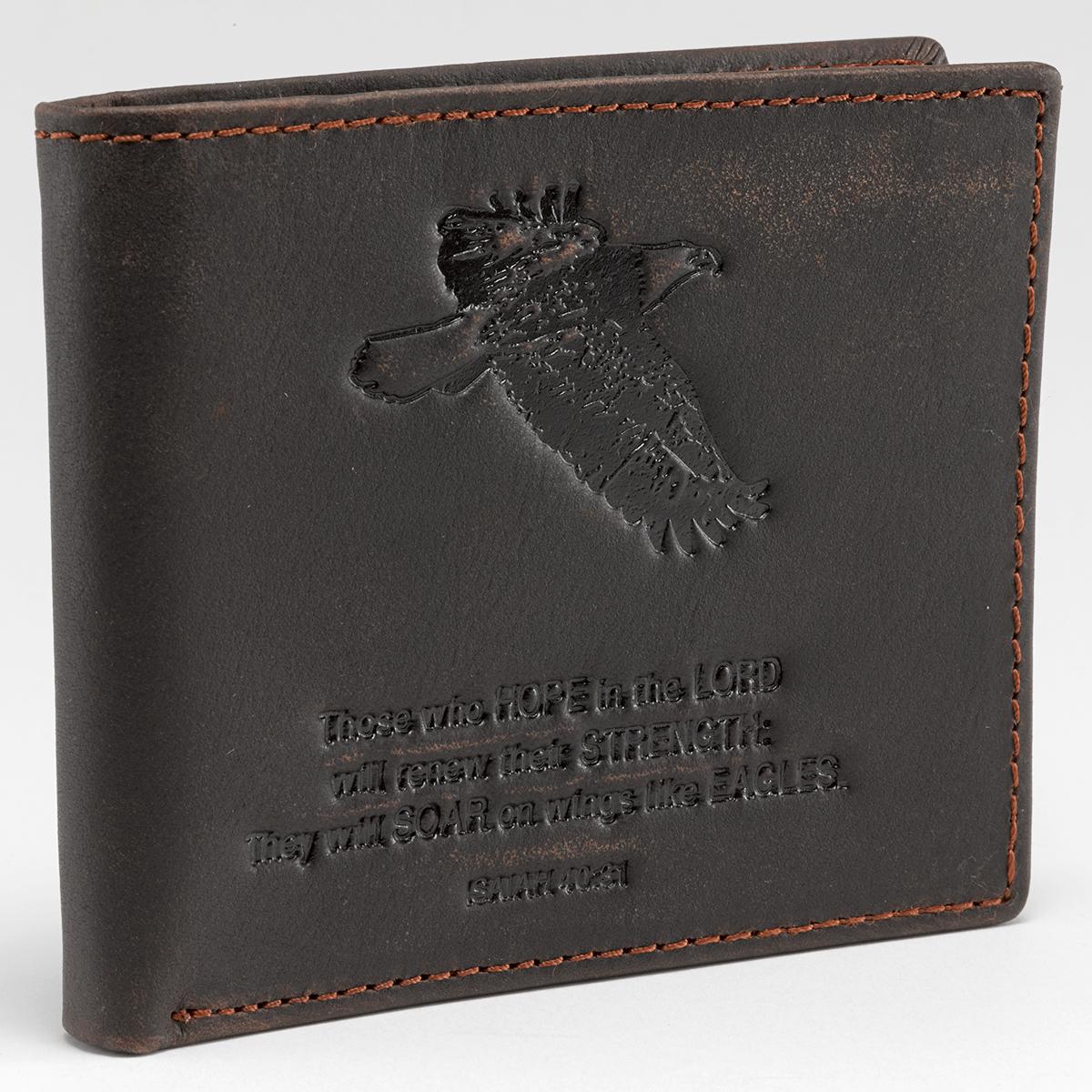 Leather Wallet: Eagle, tan, Bi-Fold, Rfid-blocking, Gift Boxed