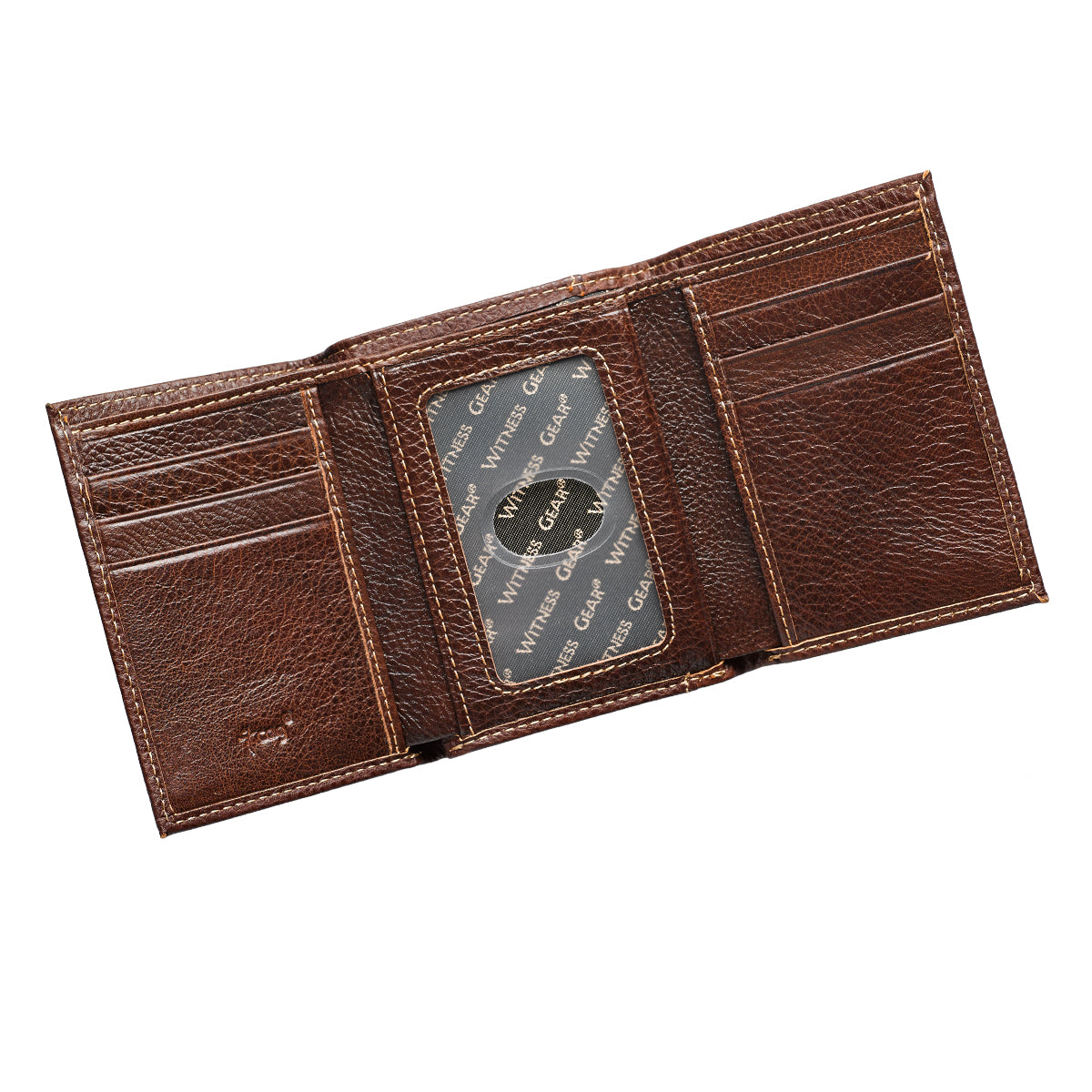 Leather Wallet: Jesus Cross, Brown, Tri-Fold, Rfid-blocking, Gift Boxed