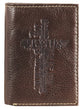 Leather Wallet: Jesus Cross, Brown, Tri-Fold, Rfid-blocking, Gift Boxed