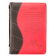 Bible Cover Trendy Large: Love, Pink/Brown, 1 Cor 13:4-8, Carry Handle, Luxleather