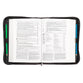 Bible Cover Trendy Large: Love, Pink/Brown, 1 Cor 13:4-8, Carry Handle, Luxleather