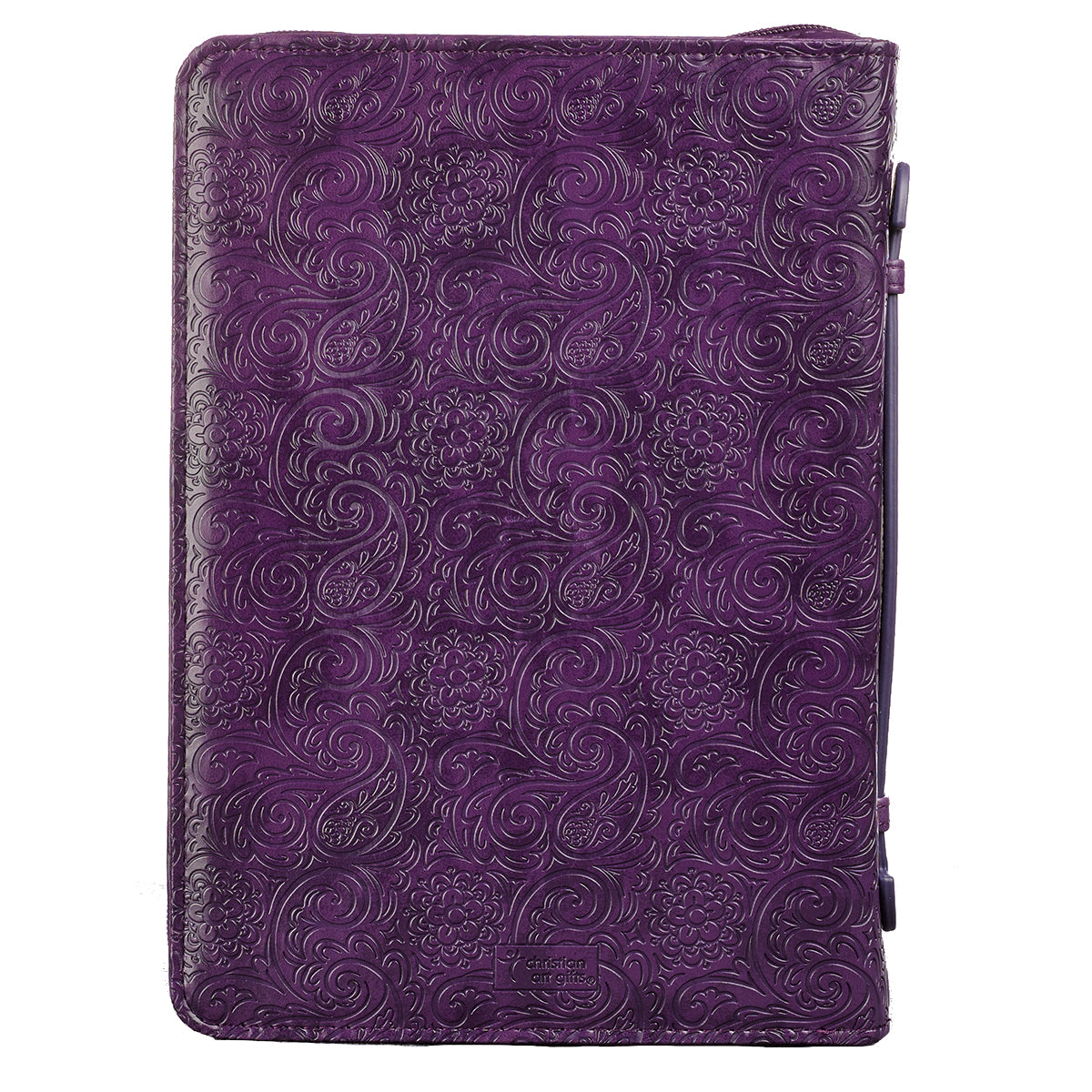 Bible Cover Trendy Large: Faith, Purple Pattern, Carry Handle, Luxleather