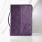 Bible Cover Trendy Large: Faith, Purple Pattern, Carry Handle, Luxleather