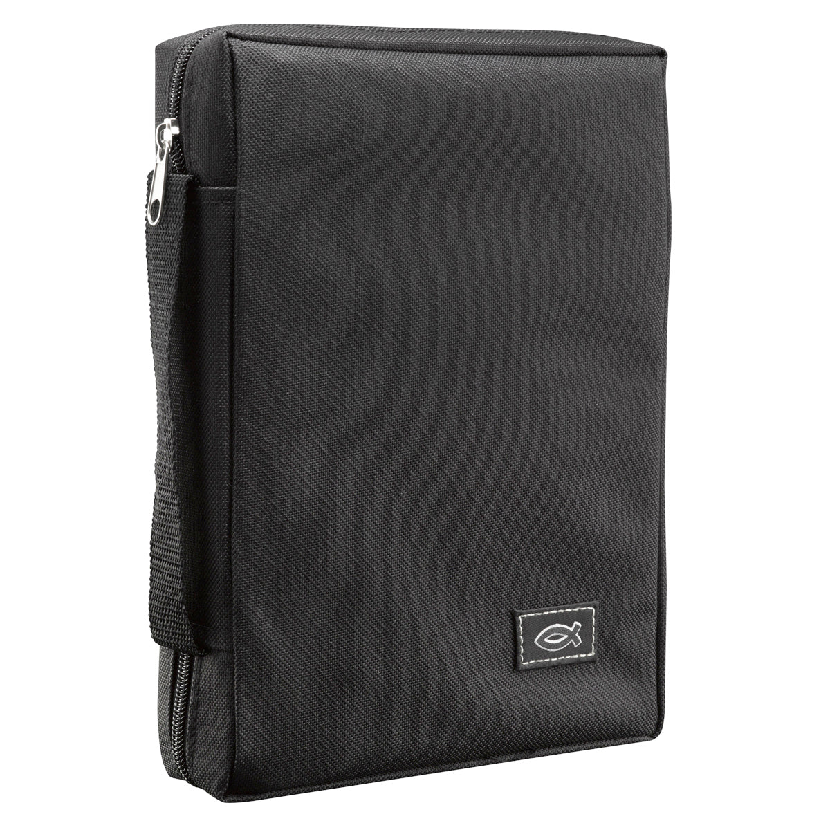 Bible Cover Small Polyester Canvas With Fish Emblem in Black