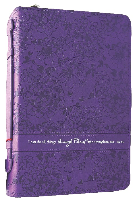 Bible Cover Medium: I Can Do All Things Phil 4:13 Purple