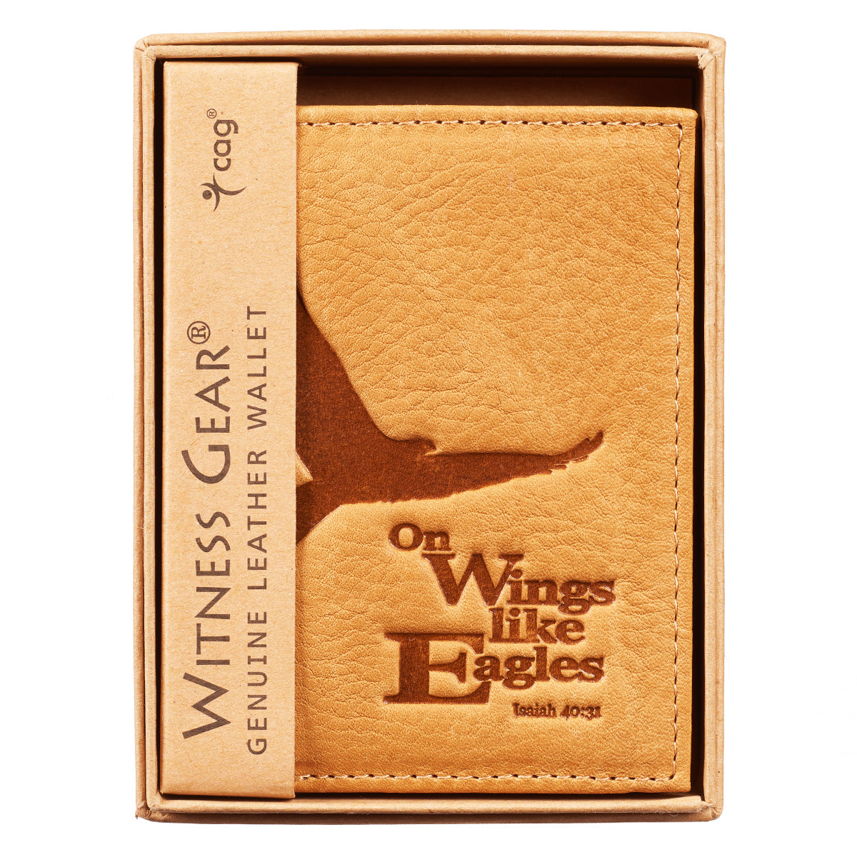 Leather Wallet: On Wings Like Eagles, Tri-Fold, Rfid-blocking, Gift Boxed