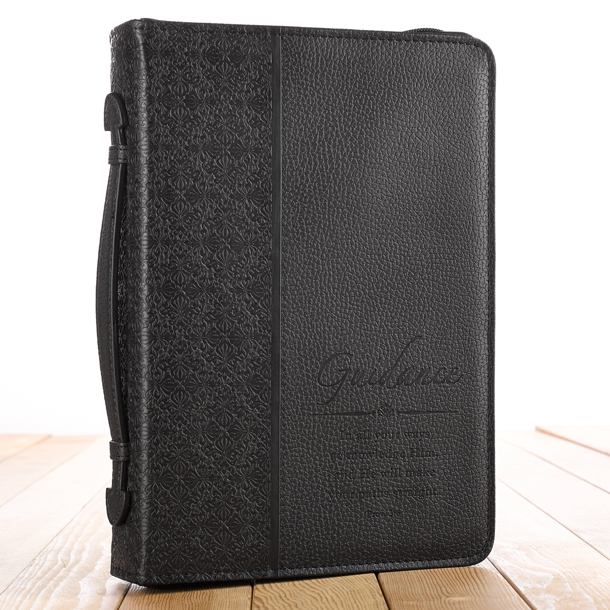 Bible Cover Classic Large: Guidance Proverbs 3:6 Black Luxleather
