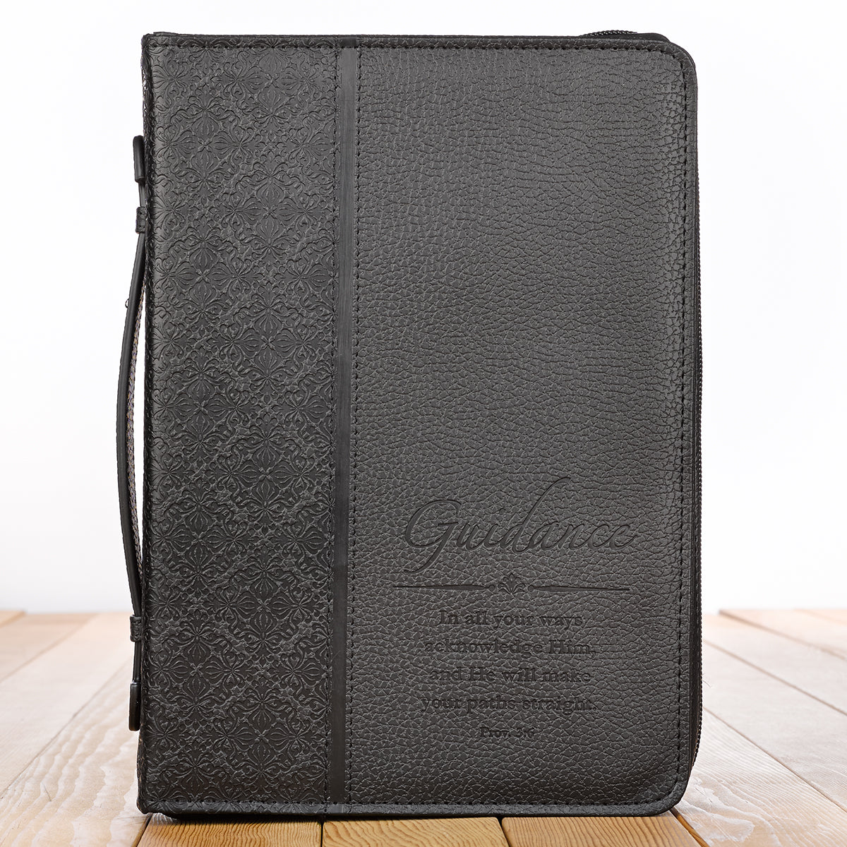Bible Cover Classic Large: Guidance Proverbs 3:6 Black Luxleather