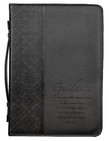 Bible Cover Classic Large: Guidance Proverbs 3:6 Black Luxleather