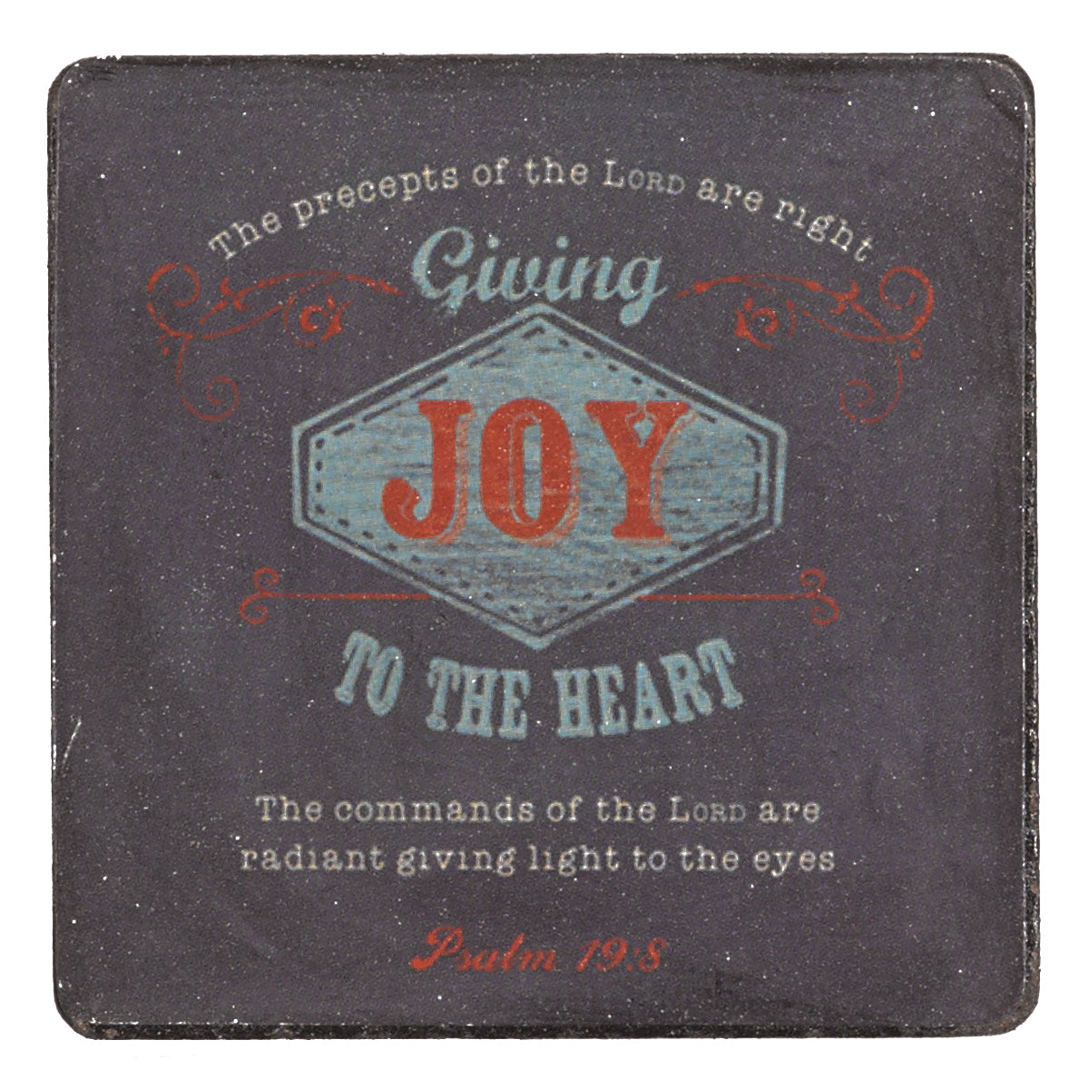 Wooden Magnet With Hanging Tag: Joy Navy (Retro Blessings 'Joy' Series)