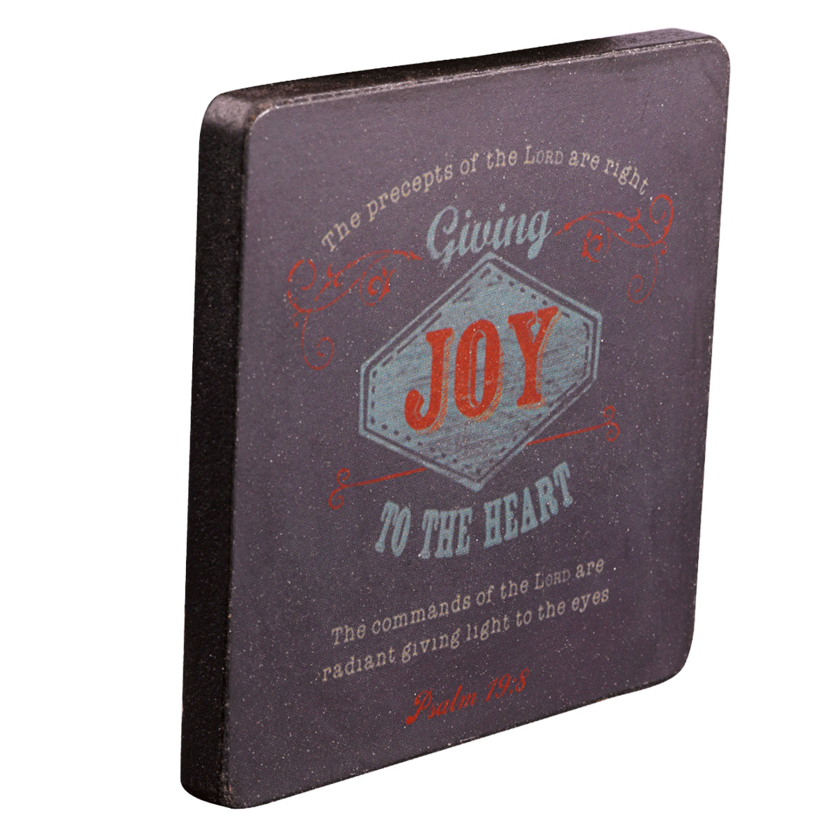 Wooden Magnet With Hanging Tag: Joy Navy (Retro Blessings 'Joy' Series)