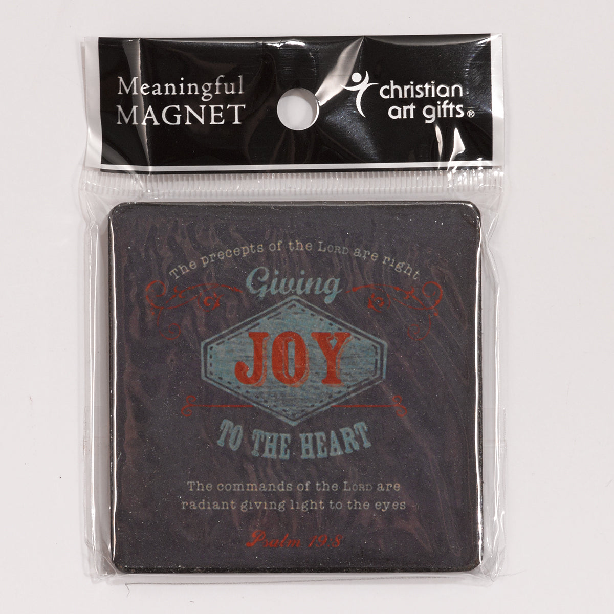 Wooden Magnet With Hanging Tag: Joy Navy (Retro Blessings 'Joy' Series)