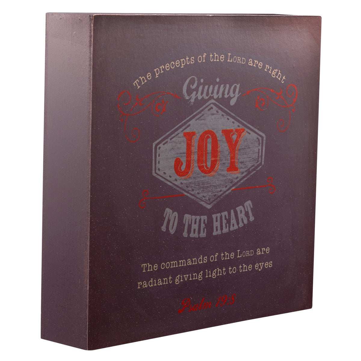 Wooden Block Plaque: Joy (Navy)