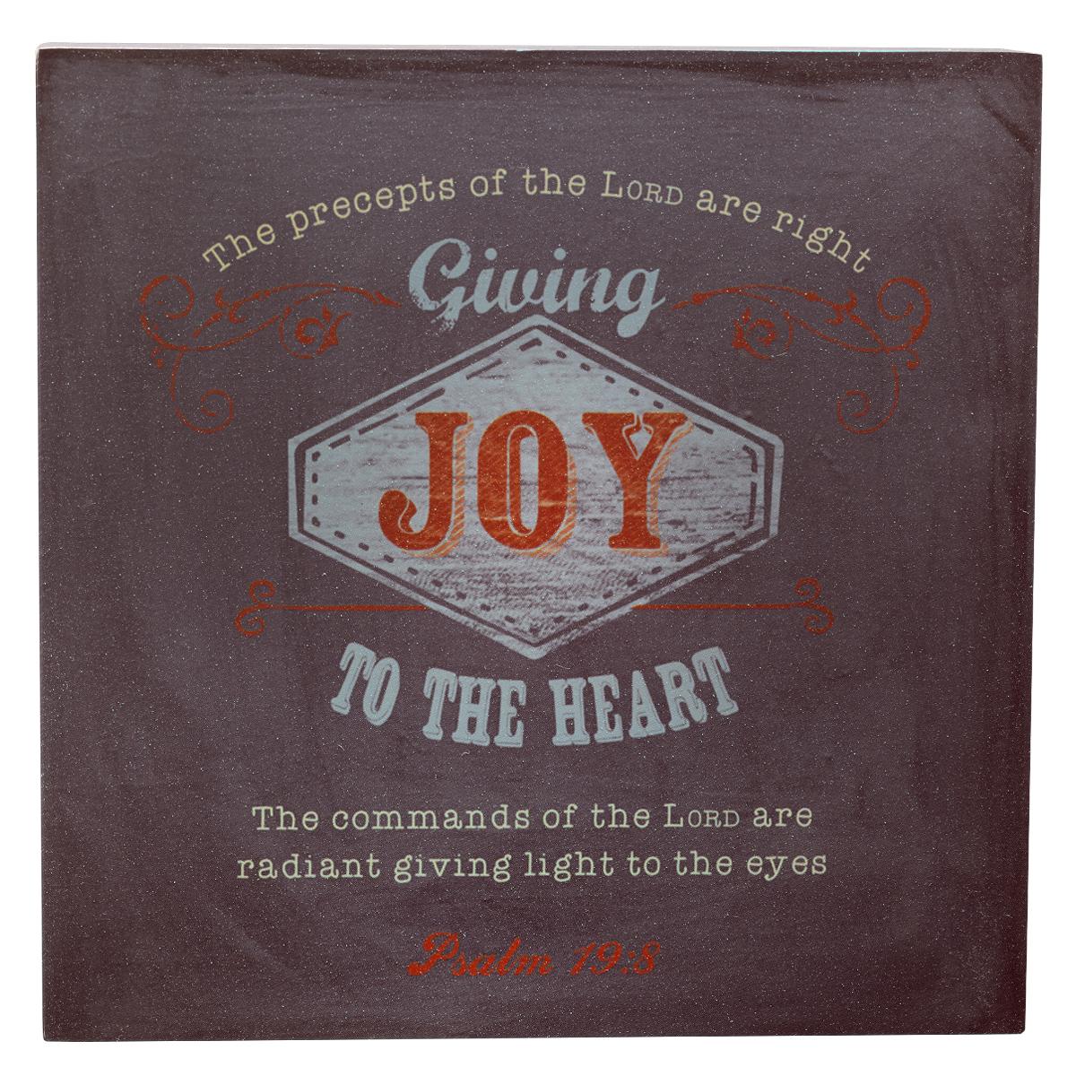 Wooden Block Plaque: Joy (Navy)