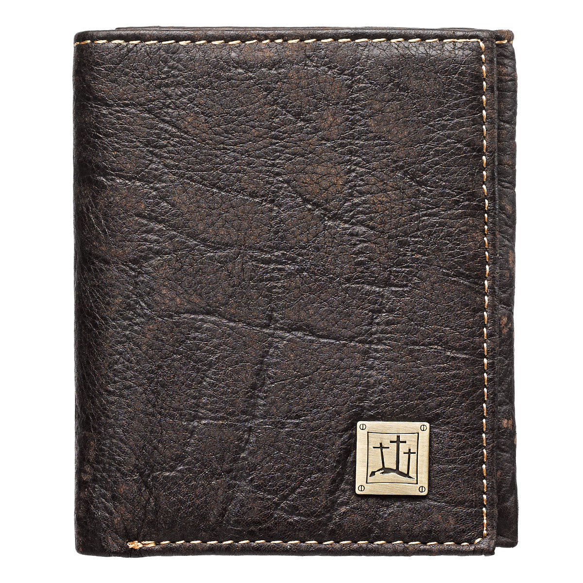 Leather Wallet: 3 Crosses, Tri-Fold, Rfid-blocking, Gift Boxed