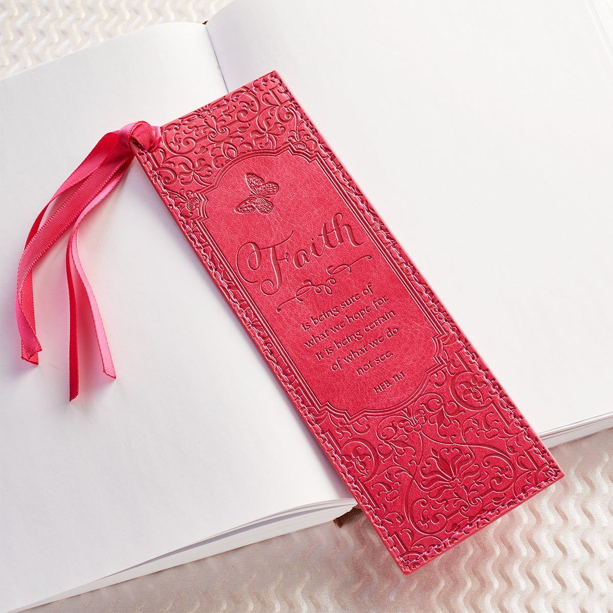 Bookmark With Tassel: Faith, Pink