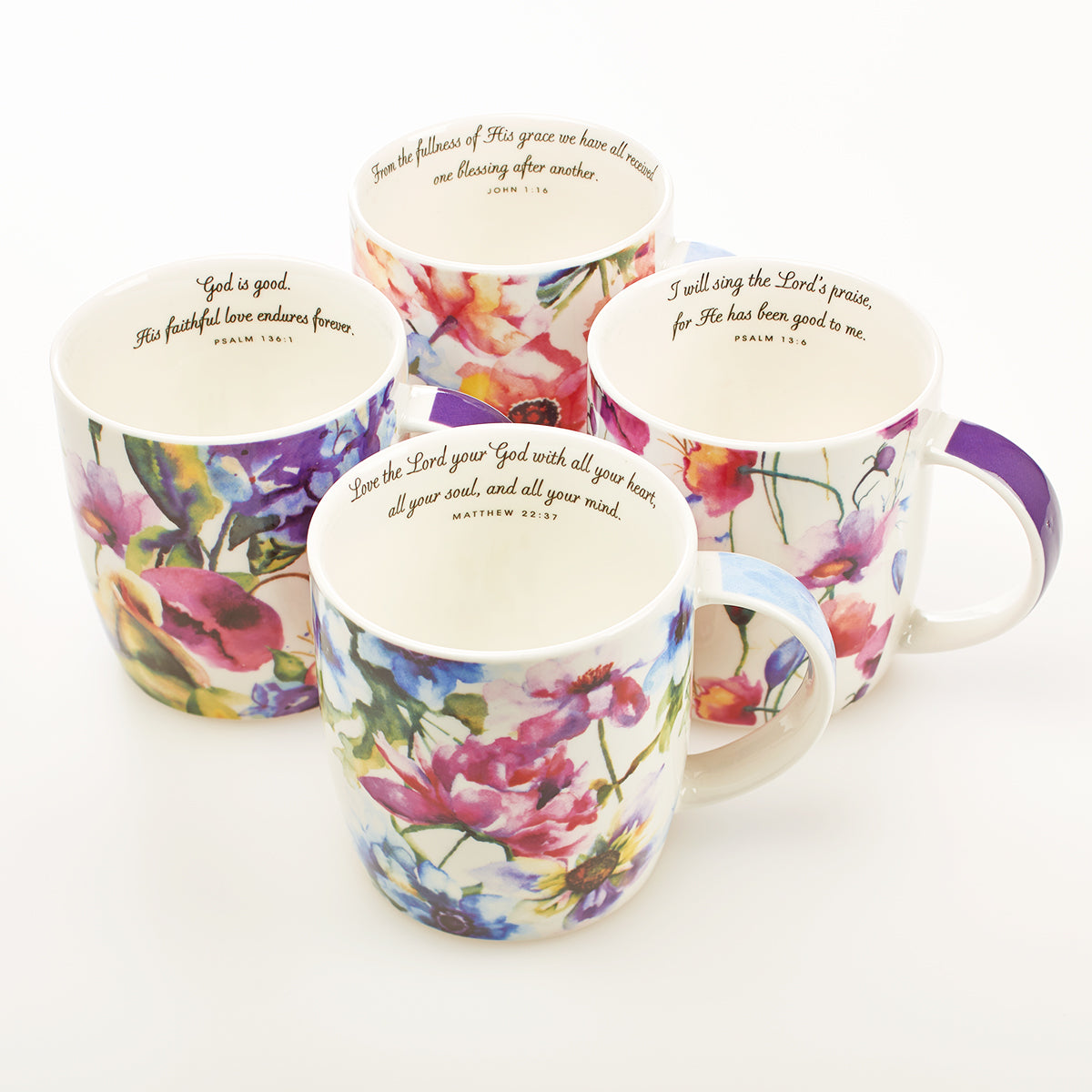 Ceramic Mugs (Set Of 4) 296ml: Seeds of Love, Floral