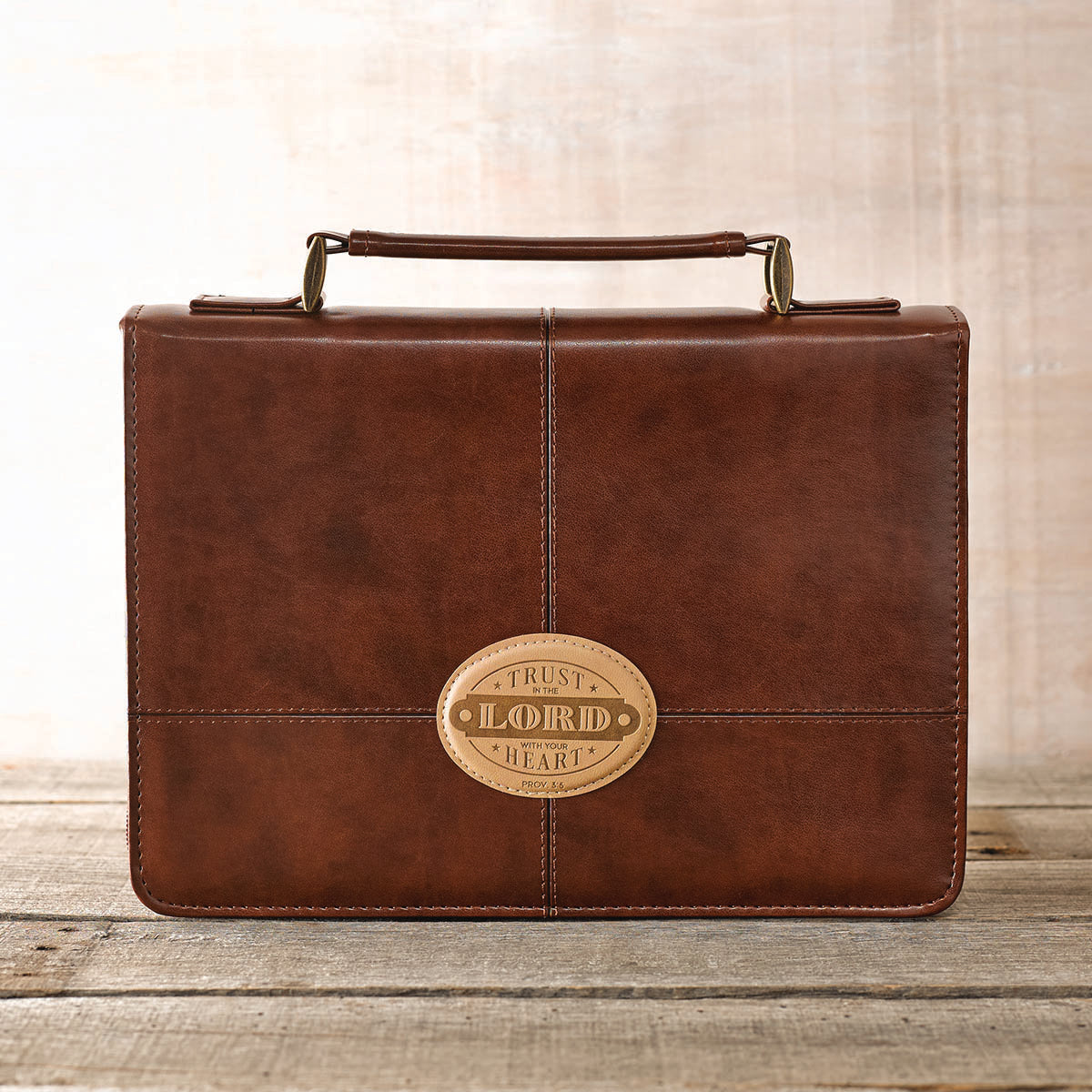 Bible Cover Large: Trust in the Lord, Brown