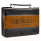 Bible Cover Strength Isaiah 41: 10 Brown/Tan Large Luxleather