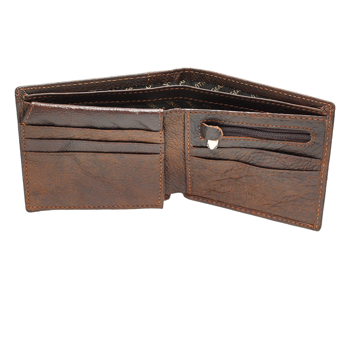 Leather Wallet: Be Strong and Courageous, Brown, Bi-Fold, Zipper Coin Pocket, Rfid-blocking, Gift Boxed