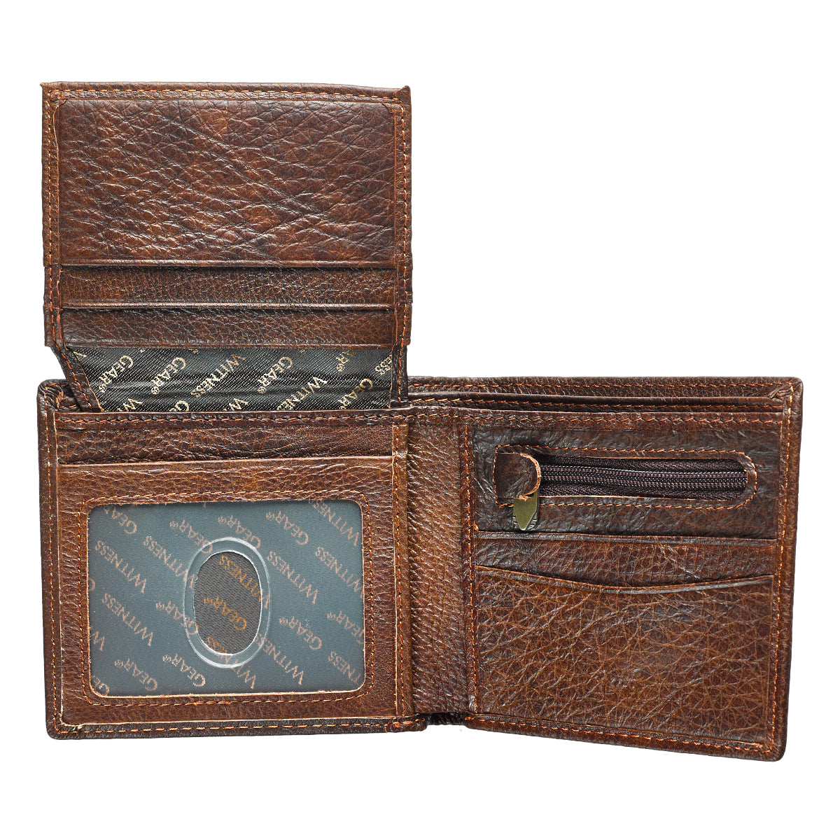 Leather Wallet: Be Strong and Courageous, Brown, Bi-Fold, Zipper Coin Pocket, Rfid-blocking, Gift Boxed
