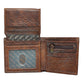 Leather Wallet: Be Strong and Courageous, Brown, Bi-Fold, Zipper Coin Pocket, Rfid-blocking, Gift Boxed