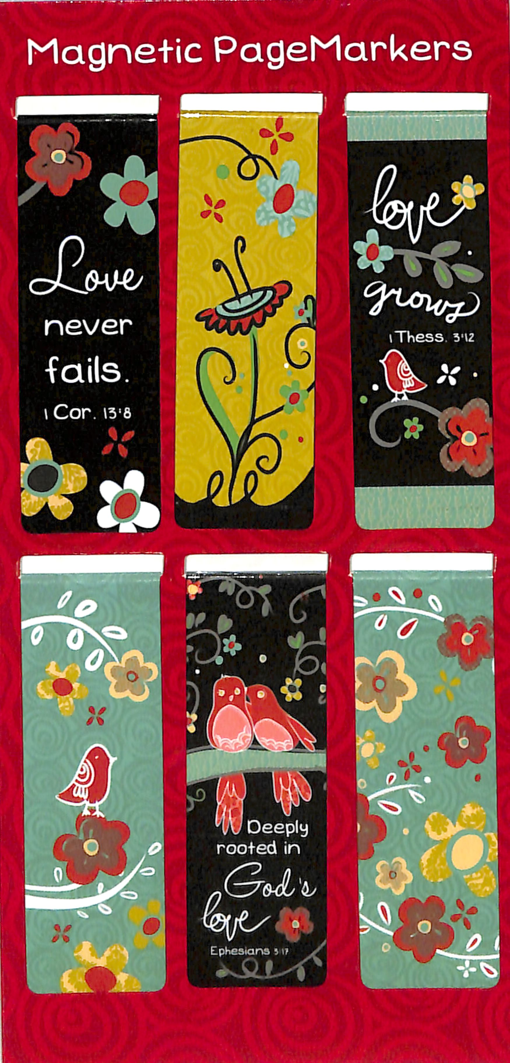 Bookmark Magnetic - set of 6: Love Never Fails, 1 Cor. 13