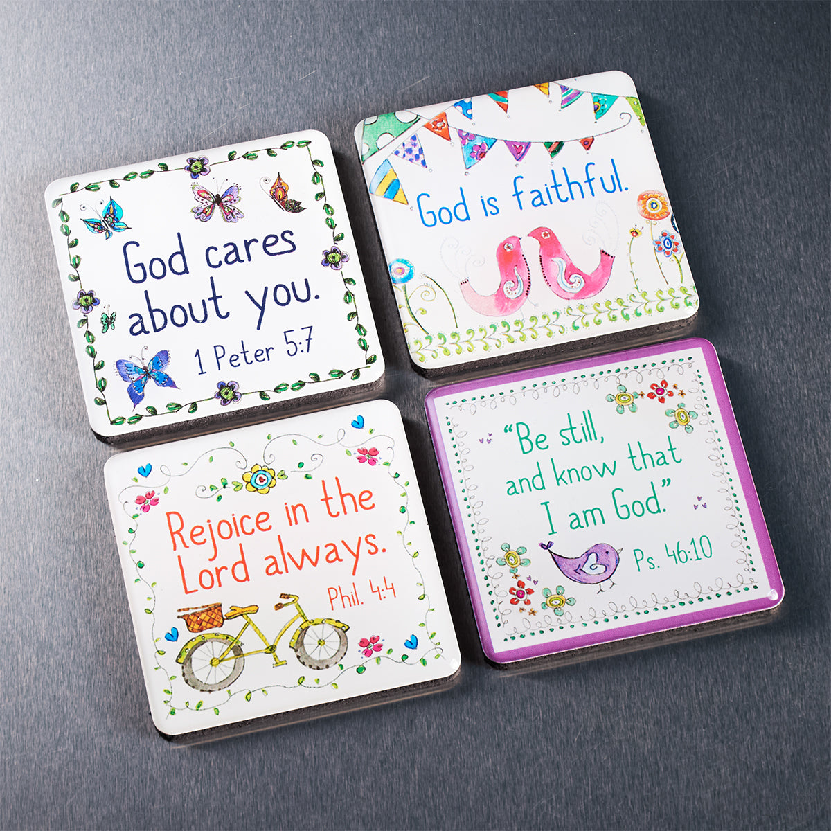 Magnetic Set of 4 Magnets: God Cares For You...