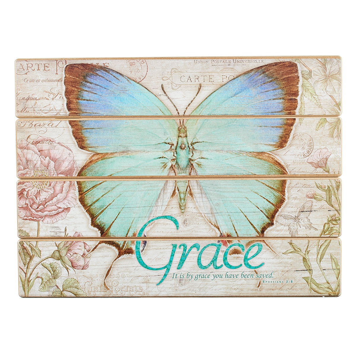 Wall Plaque: Grace Butterfly Blue/Green (Mdf)