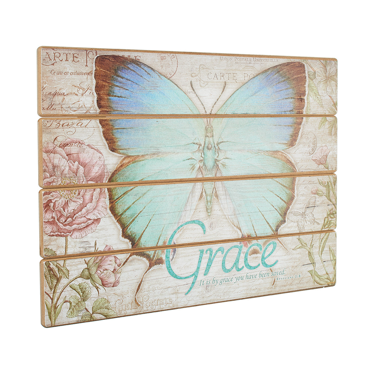 Wall Plaque: Grace Butterfly Blue/Green (Mdf)