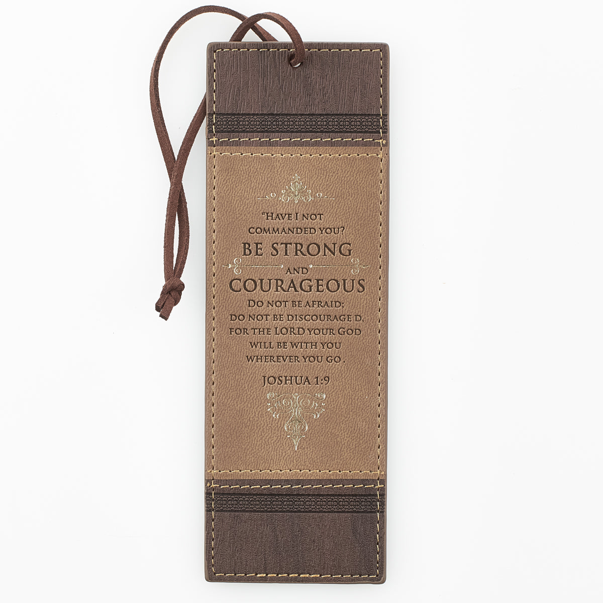 Bookmark With Tassel: Be Strong and Courageous Beige/Burgundy